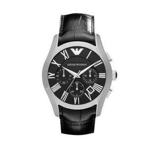 Buy Shop Emporio Armani Valente Chronograph Black Dial Black Leather Strap Watch For Men - AR1633 USA Online
