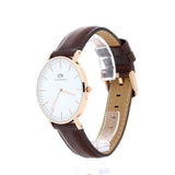 Buy Shop Daniel Wellington Classic Bristol White Dial Brown Leather Strap Watch For Women - DW00100039 USA Online