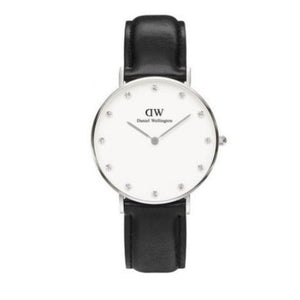Buy Shop Daniel Wellington Classy Sheffield White Dial Black Leather Strap Watch For Women - DW00100080 USA Online