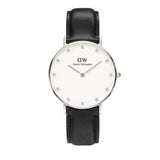 Buy Shop Daniel Wellington Classy Sheffield White Dial Black Leather Strap Watch For Women - DW00100080 USA Online