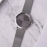 Buy Shop Calvin Klein Minimal Grey Dial Silver Mesh Bracelet Watch for Women - K3M221Y3 USA Online