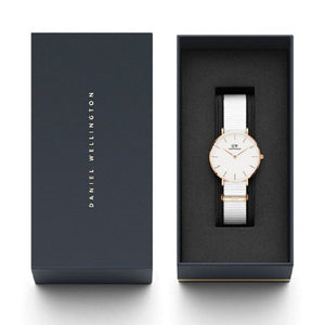 Buy Shop Daniel Wellington Classic Petit Dover White Dial White Nylon Strap Watch For Women - DW001000311 USA Online