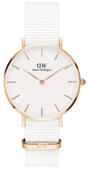 Buy Shop Daniel Wellington Classic Petit Dover White Dial White Nylon Strap Watch For Women - DW001000311 USA Online