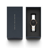 Daniel Wellington Classic Petit Dover Black Dial White NATO Strap Watch For Women - DW001000312