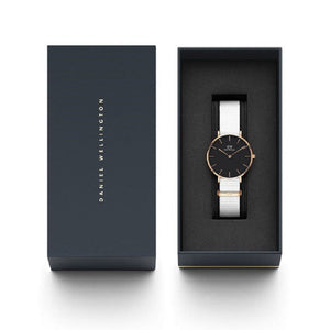 Buy Shop Daniel Wellington Classic Petit Dover Black Dial White NATO Strap Watch For Women - DW001000312 USA Online