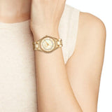 Buy Shop Michael Kors Lauryn Quartz Mother of Pearl Gold Dial Gold Steel Strap Watch For Women - MK4490 USA Online