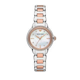 Emporio Armani Three Hand Quartz Mother of Pearl Dial Two Tone Steel Strap Watch For Women - AR11569