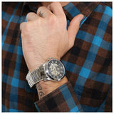 Buy Shop Fossil Grant Skeleton Black Dial Silver Steel Strap Watch for Men - ME3055 USA Online