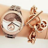 Buy Shop Michael Kors Lauryn Rose Gold Dial Brown Steel Strap Watch for Women - MK3757 USA Online