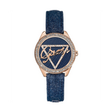 Guess Little Flirt Quartz Blue Dial Blue Leather Strap Watch For Women - W0456L6