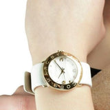 Buy Shop Marc Jacobs Amy White Dial White Leather Strap Watch for Women - MBM1150 USA Online