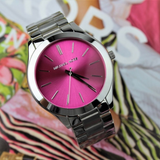 Buy Shop Michael Kors Slim Runway Quartz Pink Dial Silver Steel Strap Watch For Women - MK3291 USA Online