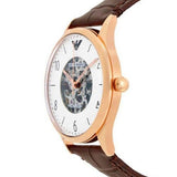 Buy Shop Emporio Armani Meccanico White Dial Brown Leather Strap Watch For Men - AR1920 USA Online