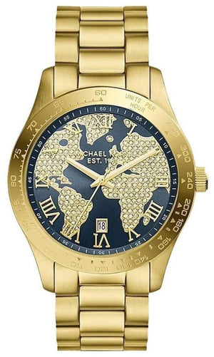 Buy Shop Michael Kors Layton Pave Blue Dial Gold Steel Strap Watch for Women - MK6243 USA Online