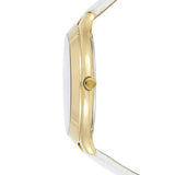 Buy Shop Michael Kors Slim Runway Quartz Gold Dial White Leather Strap Watch For Women - MK2389 USA Online