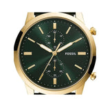 Fossil Townsman Chronograph Green Dial Green Leather Strap Watch for Men - FS5599