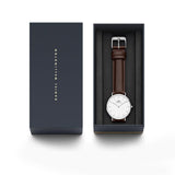 Buy Shop Daniel Wellington Classic Bristol White Dial Brown Leather Strap Watch For Women - DW00100056 USA Online