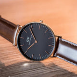 Buy Shop Daniel Wellington Classic Bristol Black Dial Brown Leather Strap Watch for Men - DW00100137 USA Online
