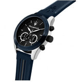 Buy Shop Maserati Traguardo Chronograph Blue Dial Black Silicone Strap Watch For Men - R8871612046 USA Online
