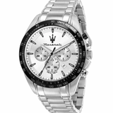 Buy Shop Maserati Traguardo Chronograph Silver Dial Silver Steel Strap Watch For Men - R8873612049 USA Online