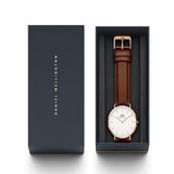 Buy Shop Daniel Wellington Classic St Mawes White Dial Brown Leather Strap Watch For Men - DW00100006 USA Online