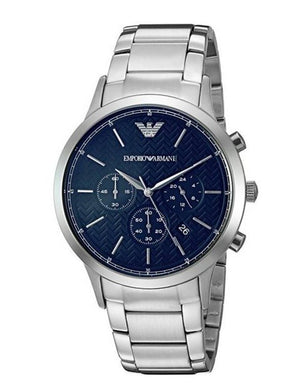 Buy Shop Emporio Armani Renato Chronograph Blue Dial Silver Steel Strap Watch For Men - AR2486 USA Online