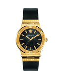 Versace Greca Black Dial Black Leather Strap Watch for Women - VEVH00320