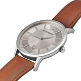 Buy Shop Emporio Armani Renato Silver Dial Brown Leather Strap Watch For Men - AR2463 USA Online