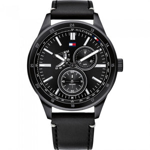 Buy Shop Tommy Hilfiger Austin Black Dial Black Leather Strap Watch for Men - 1791638 USA Online