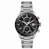 Buy Shop Tag Heuer Carrera Automatic Chronograph Black Dial Silver Steel Strap Watch for Men - CBM2110.BA0651 USA Online