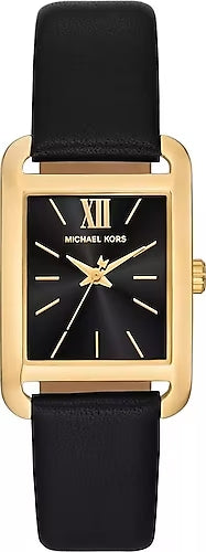 Buy Shop Michael Kors Monroe Three Hand Black Dial Black Leather Strap Watch for Women - MKO1027 USA Online