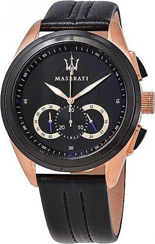 Buy Shop Maserati Traguardo 45mm Black Dial Watch Black Strap For Men - R8871612025 USA Online
