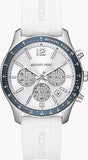 Michael Kors Berkley Chronograph Silver Dial White Rubber Strap Watch For Women - MKO1040