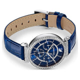 Swarovski Passage Chrono Crystal Blue Dial Blue Leather Strap Watch for Women - 5580342