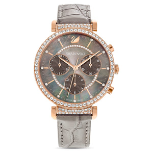Buy Shop Swarovski Passage Chrono Grey Dial Grey Leather Strap Watch for Women - 5580348 USA Online