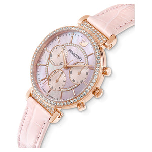 Buy Shop Swarovski Passage Chrono Pink Dial Pink Leather Strap Watch for Women - 5580352 USA Online