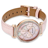 Swarovski Passage Chrono Pink Dial Pink Leather Strap Watch for Women - 5580352