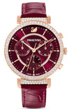 Buy Shop Swarovski Passage Chrono Red Dial Red Leather Strap Watch for Women - 5580345 USA Online