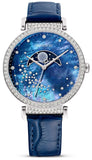 Swarovski Passage Moon Phase Blue Dial Blue Leather Strap Watch for Women - 5613320