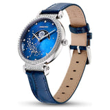 Buy Shop Swarovski Passage Moon Phase Blue Dial Blue Leather Strap Watch for Women - 5613320 USA Online