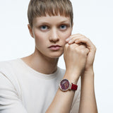 Buy Shop Swarovski Passage Moon Phase Red Dial Red Leather Strap Watch for Women - 5613323 USA Online
