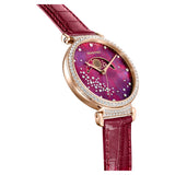 Swarovski Passage Moon Phase Red Dial Red Leather Strap Watch for Women - 5613323