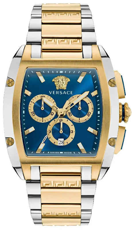 Buy Shop Versace Dominus Chronograph Blue Dial Two Tone Steel Strap Watch For Men - VE6H00723 USA Online