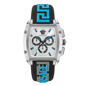 Buy Shop Versace Dominus Chronograph Silver Dial Black Rubber Strap Watch For Men - VE6H00123 USA Online