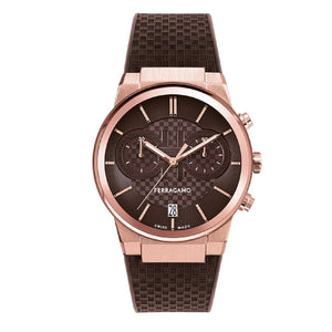 Buy Shop Salvatore Ferragamo Sapphire Chrono Brown Dial Brown Rubber Strap Watch for Men - SFME01023 USA Online