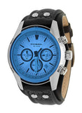 Fossil Coachman Chronograph Blue Dial Black Leather Strap Watch for Men - CH2564