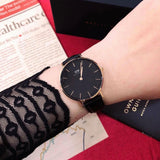 Buy Shop Daniel Wellington Petite Sheffield Black Dial Black Leather Strap Watch For Women - DW00100168 USA Online