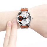 Buy Shop Diesel Mini Daddy Silver Dial Brown Leather Strap Watch For Men - DZ7309 USA Online