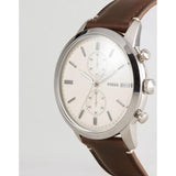 Fossil Townsman Chronograph White Dial Brown Leather Strap Watch for Men - FS5350