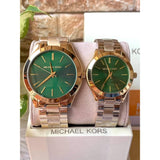 Buy Shop Michael Kors Slim Runway Green Dial Gold Steel Strap Watch for Women - MK3435 USA Online